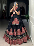 Notable Black Printed Rayon Navratri Wear Lehenga Choli With Dupatta - Zeel Clothing