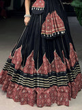 Notable Black Printed Rayon Navratri Wear Lehenga Choli With Dupatta - Zeel Clothing
