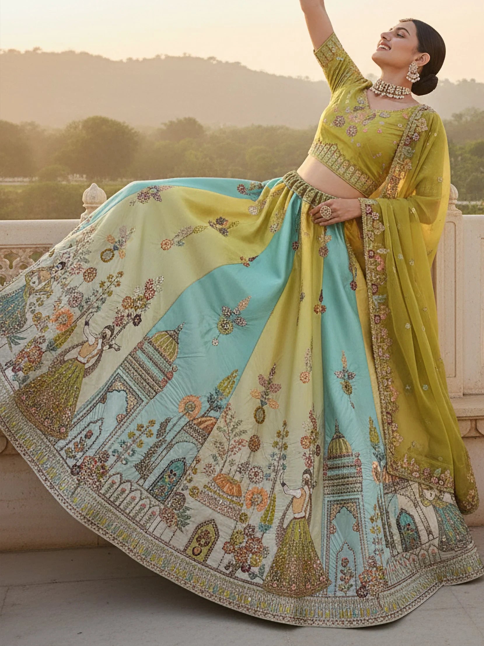 Notable Green Thread Embroidered Silk Bridesmaid Lehenga With Blouse