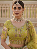 Notable Green Thread Embroidered Silk Bridesmaid Lehenga With Blouse