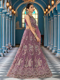 Notable Lavender Net Floral Embroidered Reception Wear Lehenga Choli