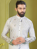 Notable Off-White Digital Printed Rayon Evening Wear Men's Kurta