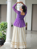 Notable Purple Cotton Navratri Wear Lehenga With Bandhani Print Peplum Top - Zeel Clothing