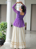 Notable Purple Cotton Navratri Wear Lehenga With Bandhani Print Peplum Top - Zeel Clothing