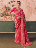 Notable Red Weaving Work Silk Traditional Saree With Blouse