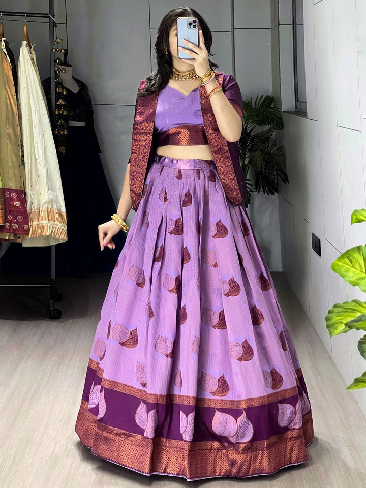 Notable Wine Zari Weaving Jacquard Silk Wedding Wear Lehenga Choli With Jacket