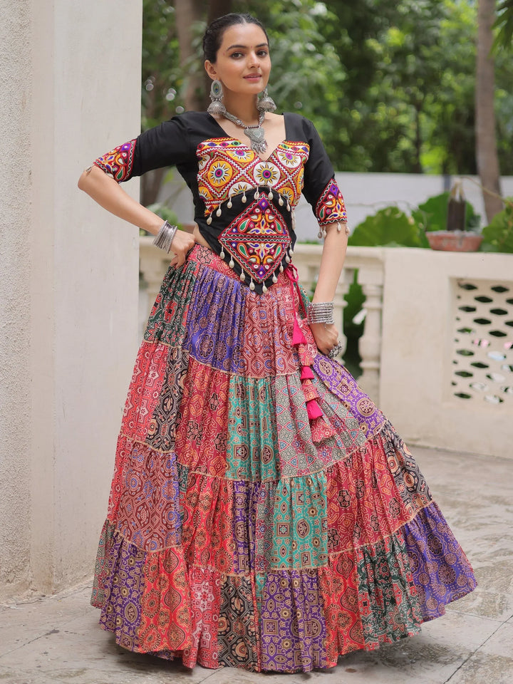 Noteworthy Multi-Color Printed Cotton Navratri Special Lehenga Choli - Zeel Clothing