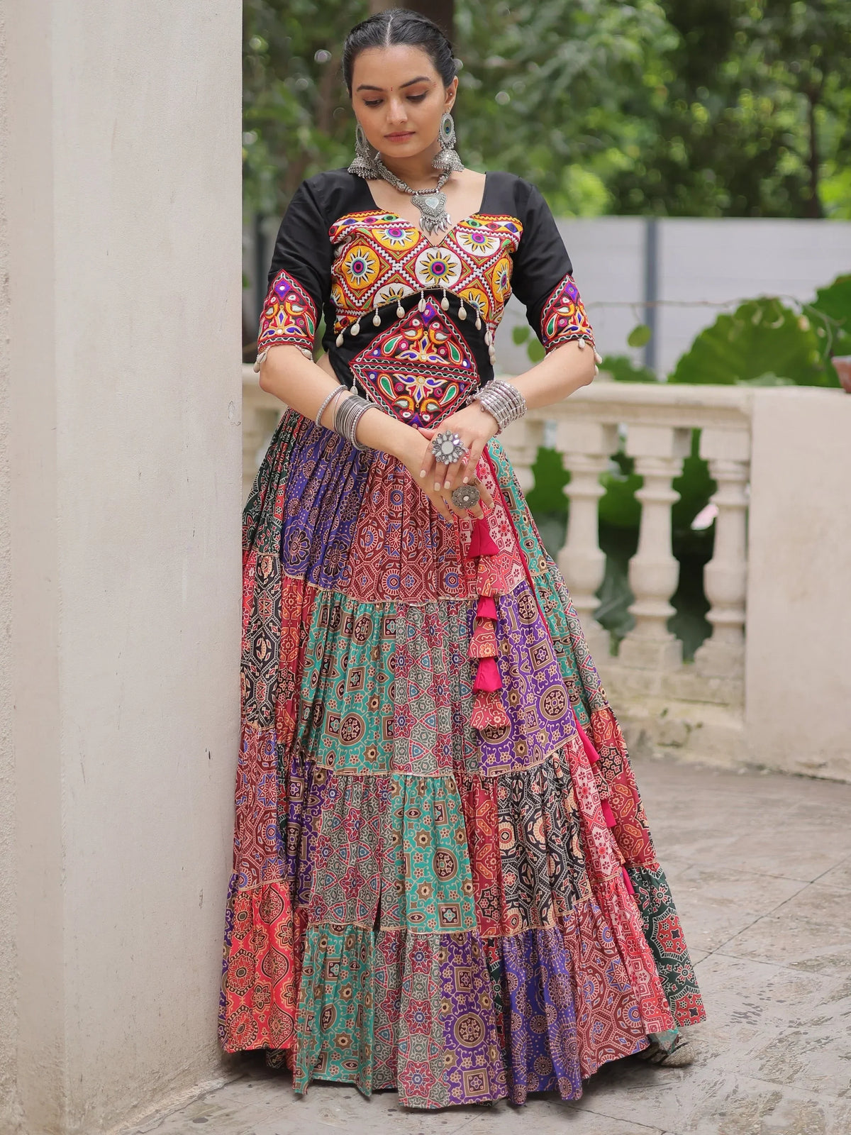 Noteworthy Multi-Color Printed Cotton Navratri Special Lehenga Choli - Zeel Clothing