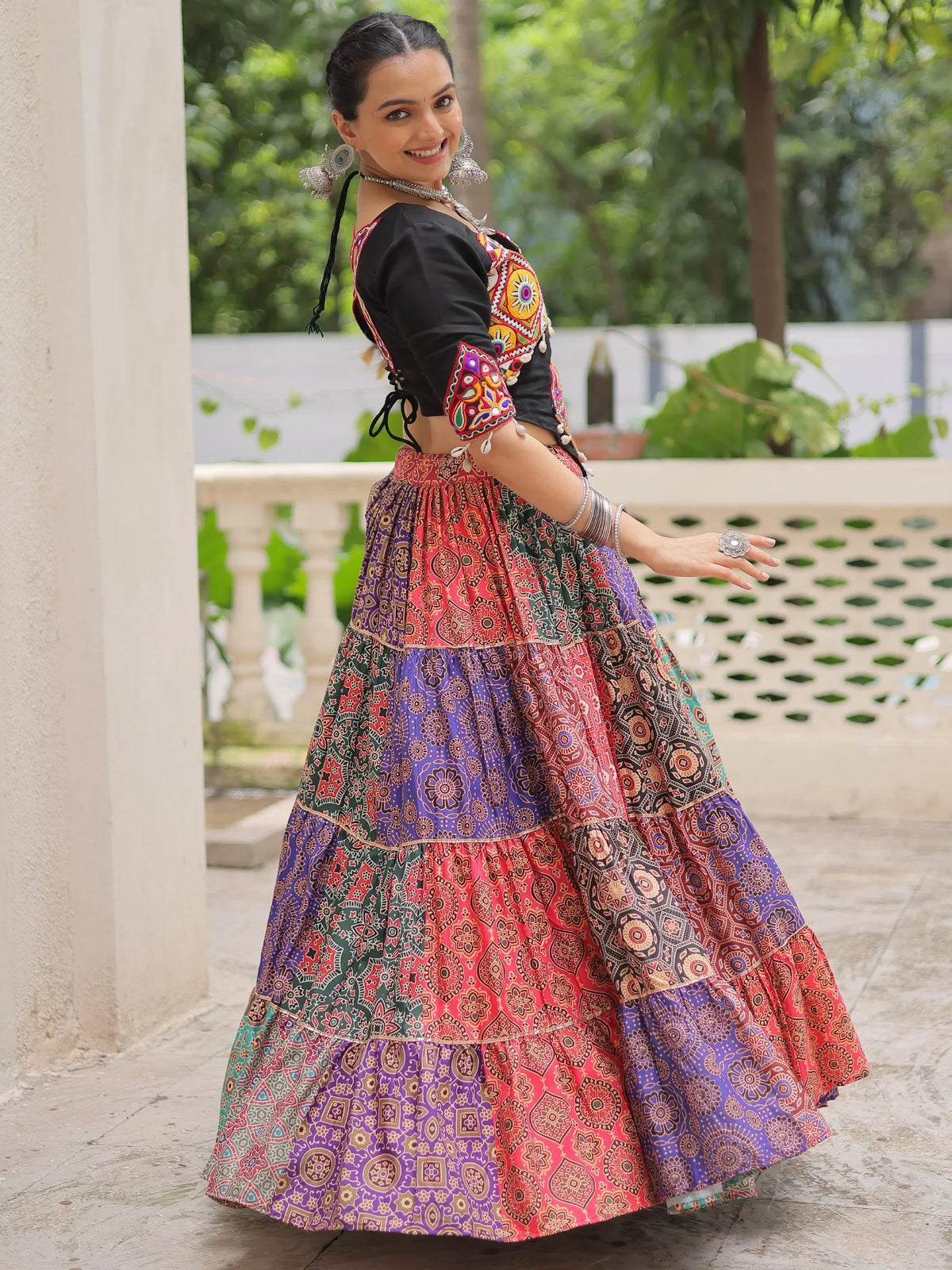 Noteworthy Multi-Color Printed Cotton Navratri Special Lehenga Choli - Zeel Clothing