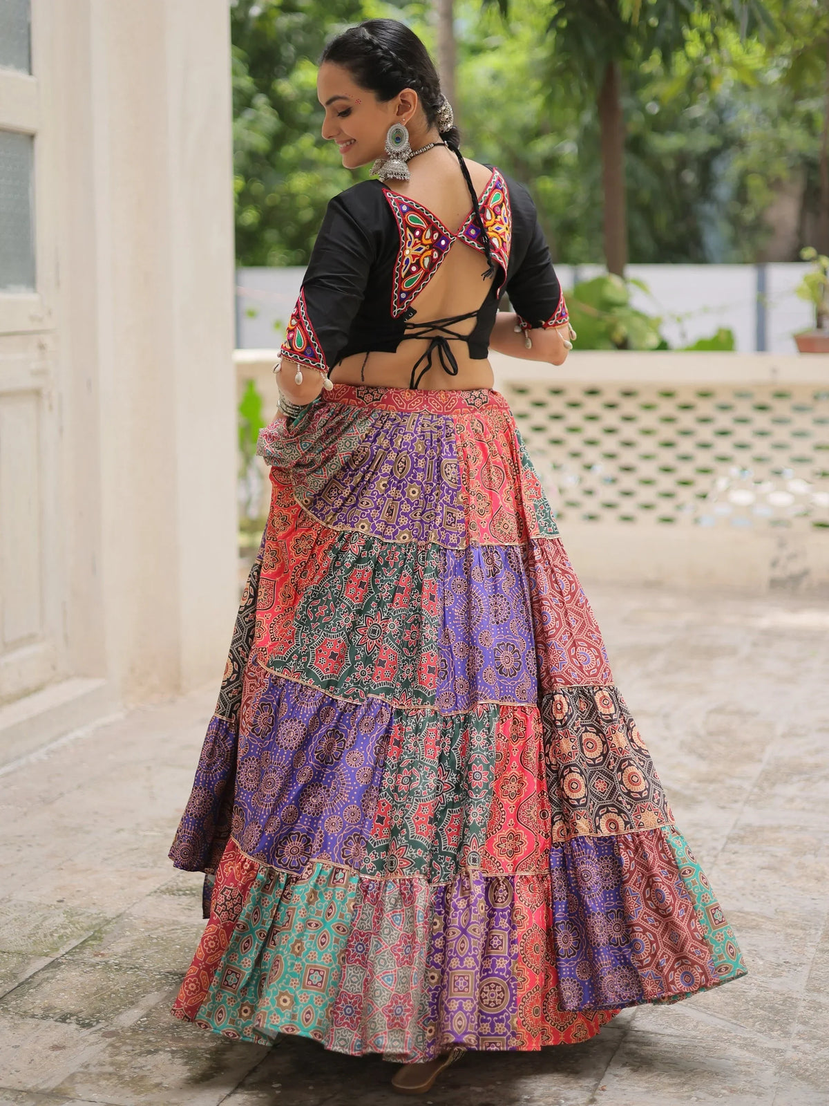 Noteworthy Multi-Color Printed Cotton Navratri Special Lehenga Choli - Zeel Clothing