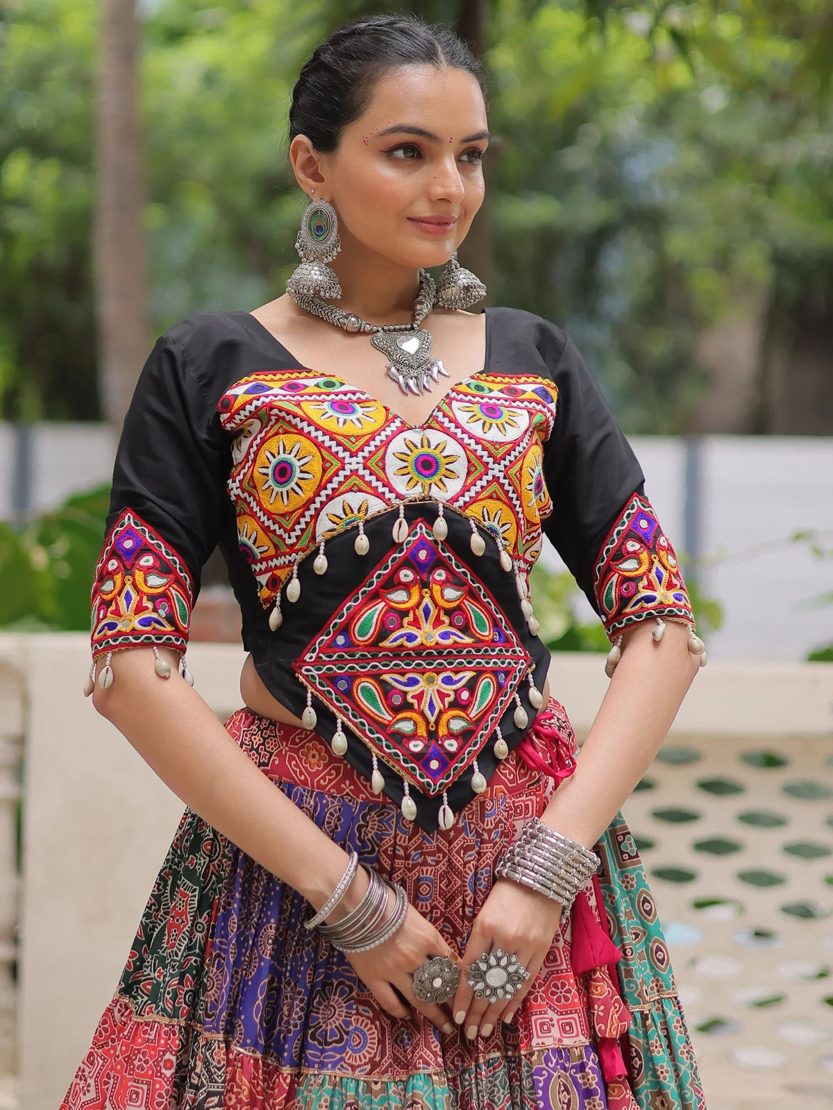 Noteworthy Multi-Color Printed Cotton Navratri Special Lehenga Choli - Zeel Clothing
