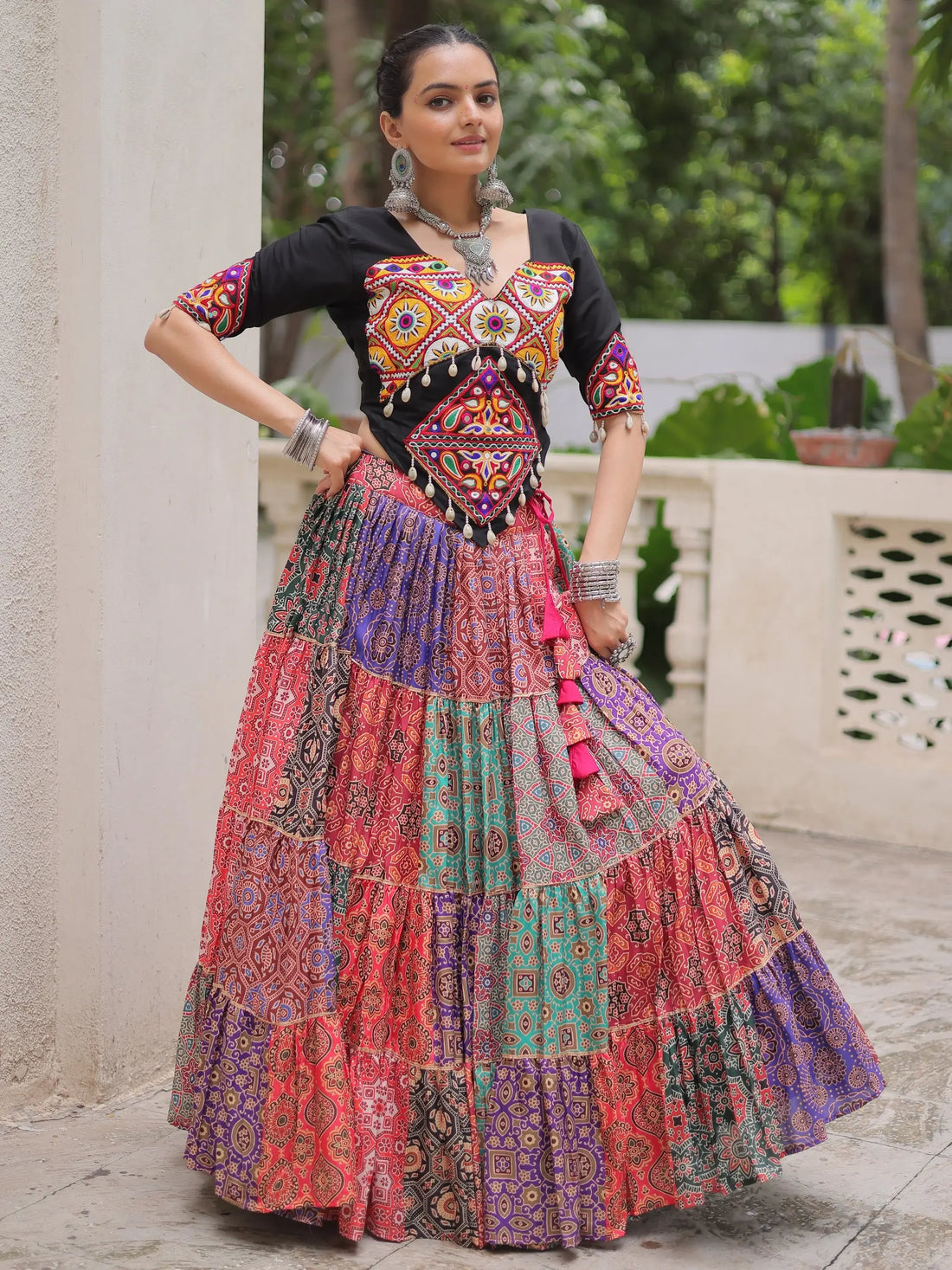 Noteworthy Multi-Color Printed Cotton Navratri Special Lehenga Choli - Zeel Clothing