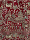 Noteworthy Red Khatali Work Silk Bridal Wear Lehenga Choli With Double Dupatta