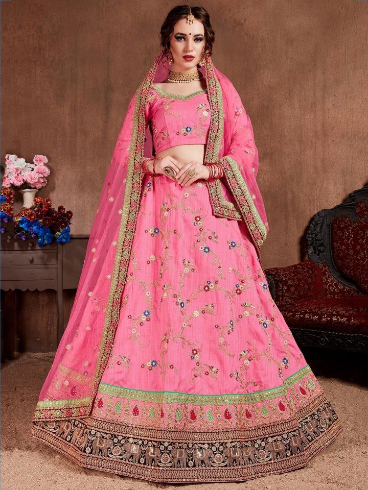 Elegant Pink Designer Embroidered Bridal wear Lehenga Choli
