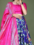 Opulent Navy Blue Digital Printed Silk Festive Wear Lehenga Choli - Zeel Clothing