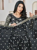 Outlandish Black Zari Work Jacquard Reception Wear Lehenga Choli - Zeel Clothing