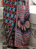 Outstanding Black Printed Satin Traditional Saree With Blouse - Zeel Clothing