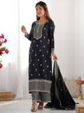 Outstanding Black Sequins Chinon Event Wear Palazzo Suit With Dupatta - Zeel Clothing