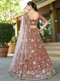 Outstanding Brown Sequins Silk Engagement Wear Lehenga Choli - Zeel Clothing