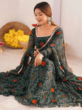 Outstanding Green Bandhani Printed Georgette Anarkali Suit With Dupatta - Zeel Clothing
