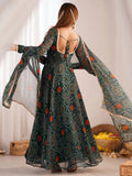 Outstanding Green Bandhani Printed Georgette Anarkali Suit With Dupatta - Zeel Clothing