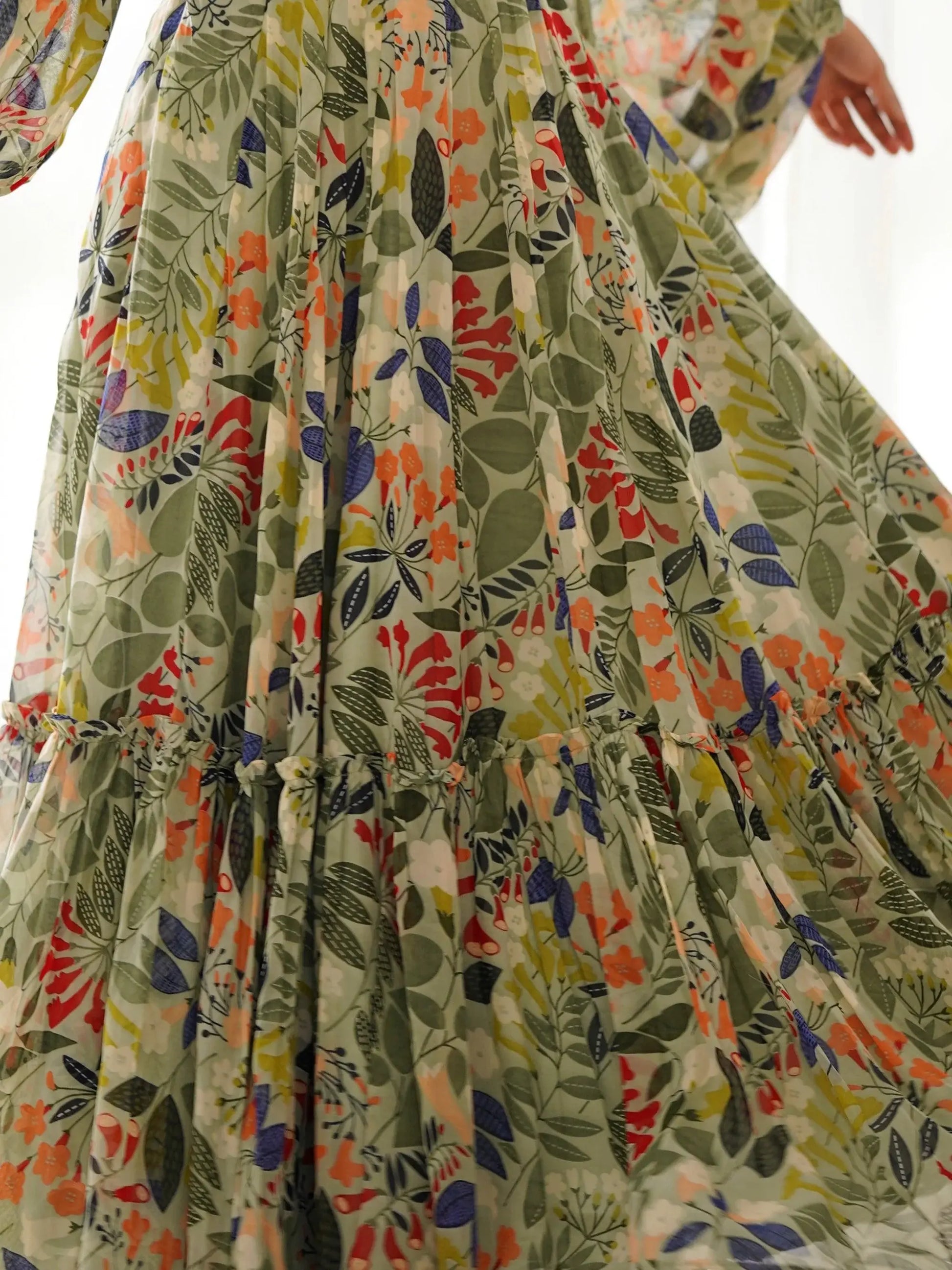 Outstanding Green Digital Printed Georgette Event Wear Gown - Zeel Clothing