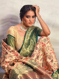 Outstanding Green Printed Silk Festival Wear Saree With Blouse - Zeel Clothing