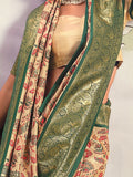 Outstanding Green Printed Silk Festival Wear Saree With Blouse - Zeel Clothing