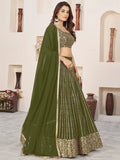 Outstanding Green Sequins Georgette Mehendi Wear Lehenga Choli - Zeel Clothing