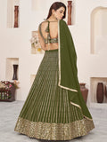 Outstanding Green Sequins Georgette Mehendi Wear Lehenga Choli - Zeel Clothing