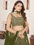 Outstanding Green Sequins Georgette Mehendi Wear Lehenga Choli - Zeel Clothing