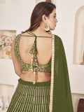 Outstanding Green Sequins Georgette Mehendi Wear Lehenga Choli - Zeel Clothing
