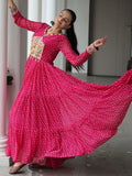 Outstanding Hot Pink Bandhani Print Georgette Navratri Wear Gown - Zeel Clothing