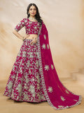 Outstanding Hot Pink Dori Embroidery Silk Engagement Wear Lehenga Choli - Zeel Clothing