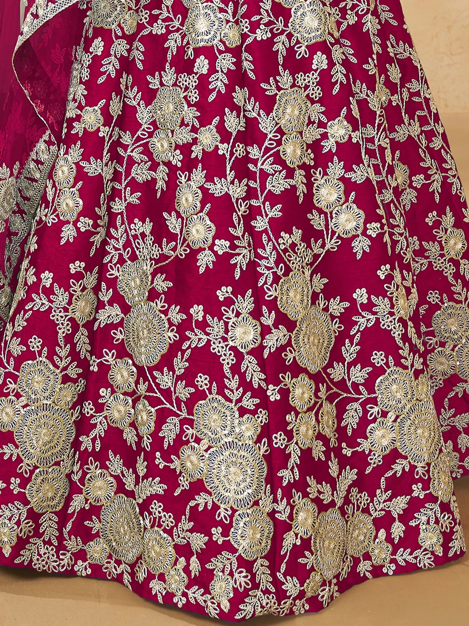 Outstanding Hot Pink Dori Embroidery Silk Engagement Wear Lehenga Choli - Zeel Clothing