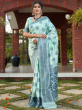 Outstanding Light Blue Weaving Banarasi Silk Festival Wear Saree - Zeel Clothing