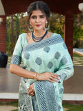 Outstanding Light Blue Weaving Banarasi Silk Festival Wear Saree - Zeel Clothing