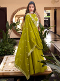 Outstanding Light Green Goergette Festival Wear Lehenga Choli With Dupatta - Zeel Clothing
