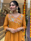 Outstanding Mustard Yellow Embroidered Viscose Pant Suit With Dupatta - Zeel Clothing