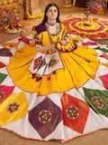 Outstanding Mustard Yellow Thread Work Cotton Navratri Special Lehenga Choli - Zeel Clothing