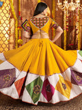 Outstanding Mustard Yellow Thread Work Cotton Navratri Special Lehenga Choli - Zeel Clothing