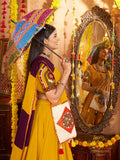 Outstanding Mustard Yellow Thread Work Cotton Navratri Special Lehenga Choli - Zeel Clothing