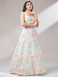 Outstanding Off-White Sequins Net Lehenga Choli With Dupatta - Zeel Clothing
