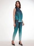 Outstanding Ombre Blue Printed Satin Party Wear Co-Ord Set - Zeel Clothing