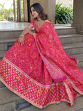 Outstanding Pink Floral Printed Organza Sangeet Wear Lehenga Choli - Zeel Clothing