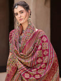 Outstanding Pink Printed Silk Festival Wear Saree With Blouse - Zeel Clothing