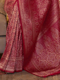 Outstanding Pink Woven Silk Reception Wear Saree With Blouse - Zeel Clothing