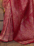 Outstanding Pink Woven Silk Reception Wear Saree With Blouse - Zeel Clothing