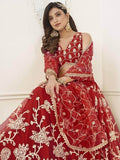 Outstanding Red Sequins Net Wedding Wear Lehenga Choli With Dupatta - Zeel Clothing