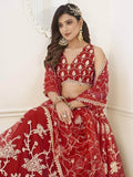 Outstanding Red Sequins Net Wedding Wear Lehenga Choli With Dupatta - Zeel Clothing